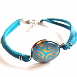 bracelet acier suédine triskele bleu rouge brocéliande spirit
